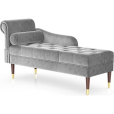 Vesgantti Velvet Chaise Longue, siseruumide diivan vasaku käetoe ja nimmepatjadega, Chaise Longue elutuppa, magamistuppa ja kontorisse, sametist lamamistool 149,5 x 54 x 76 cm.