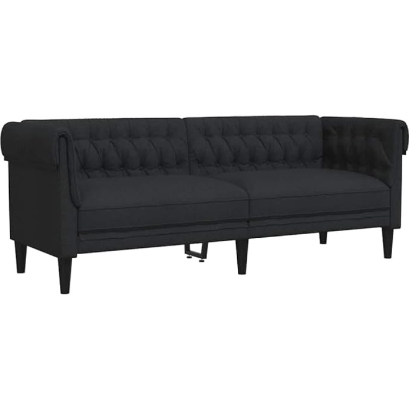 vidaXL Chesterfield diivan, polsterdatud 3-kohaline diivan koos tugijalgadega, Lounge diivan disain diivan elutuppa, diivan elutoa diivan, must kangas