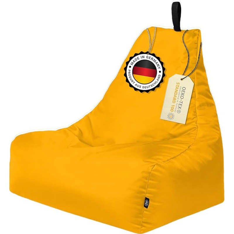 PatchHome XL Lounge Chair - ergonoomiline isteping-kott mängijatele, elutuppa ja õue - polüstüreenist täidisega, pestav kate ja tõmblukk täitmiseks, kollane