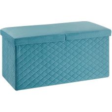 Baroni Home Kokkupandav sametist kirst, hoiupink, salongipink, jalatugi, kirst, 76 x 38 x 38 cm, petroolisinine