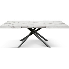 PAZZO DESIGN Jessica pikendatav laud, torujalad ristatud Menego must, marmor efektiga lauaplaat, matt, valmistatud Itaalias, 140 x 90 x 74 cm.