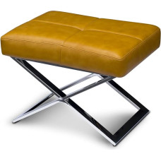 Bauhaus jalatool, küljetool, istmetool, X-jalg poleeritud roostevabast terasest pilt (ehtne) nahk helepruunist nahast