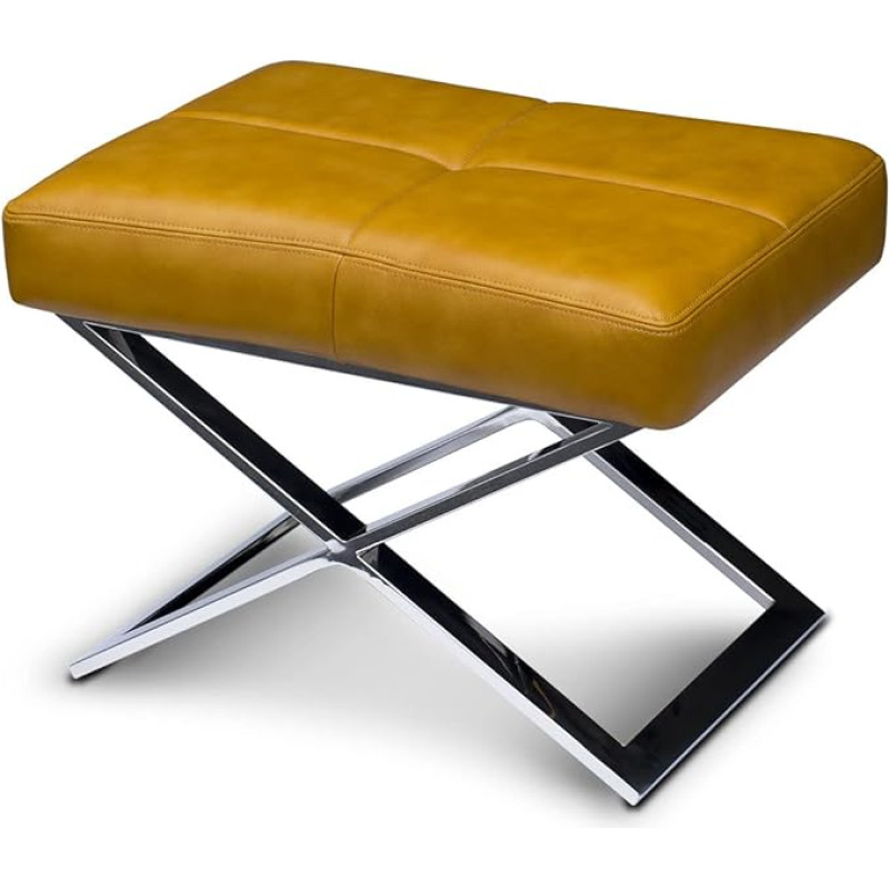 Bauhaus jalatool, küljetool, istmetool, X-jalg poleeritud roostevabast terasest pilt (ehtne) nahk helepruunist nahast