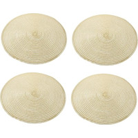 Toyvian 4 Stück Teiliges Baumwoll platzset Handgefertigt Hitzebeständig und rutschfest Gewebte Tischunterlage Ø Schützende Tischmatten für Haushalt und Esstisch Goldfarben