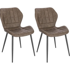 WOLTU BH357dbr-2 Söögitoa toolid, polsterdatud toolid, köögitoolid, elutoa toolid seljatoega, polsterdatud tool, kunstnahast iste, metalljalad, tumepruunid jalad