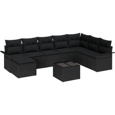 Rantry 9-teilige Garten Sofa Set mit Kissen Beige Poly Rattan Gartenlounge Model3345493
