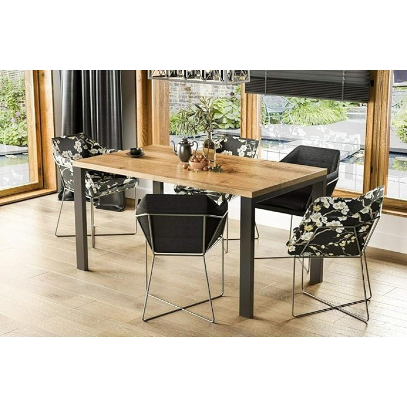 Endo-Moebel Garant Disainer söögilaud 130 cm - 220 metallist laiendatav metallraamiga köögilaud (Wotan tamm)