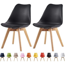 mcc direct Söögitoatoolide komplekt 2 köögitooli Kontoritoolid Disainer Toolid Eva (must)