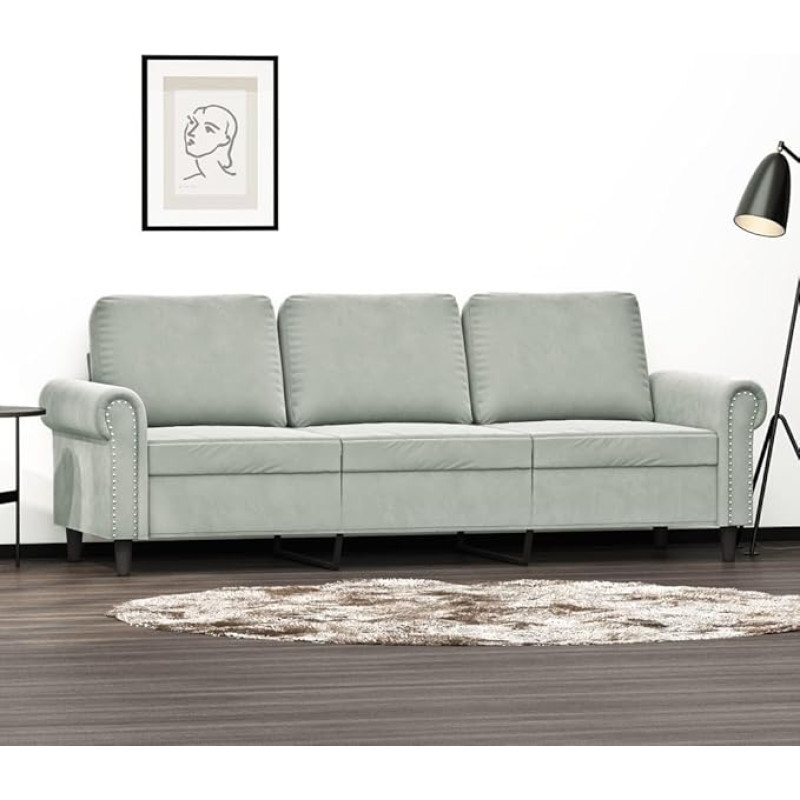 ShGaxin 359539 3-kohaline diivan, helehall, 180 cm, Samet, Lounge diivan, Diivanid ja diivanid, Relax diivan, Diivan elutuppa