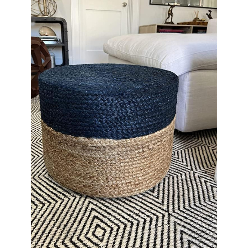 S & L Homes Pouf Ottoman - 100% džuutist punutud jalakäijate tugitooli Käsitsi kootud traditsiooniline nöörist boho pouf elutuppa magamistuppa lastetoas terrassil lounge värviplokki