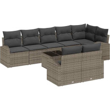 Rantry 8-teiliges Garten Sofa Set mit Kissen Schwarz Poly Rattan Gartenlounge Model3346099