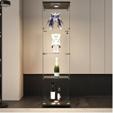 AONYAYBM 4-tasandiline klaasist vitriinkapp Vitriinkapp Klaasist elutoa vitriinkapp Läbipaistev joonis Vitriinkapp kollektsiooni vitriinkapp koos turvalukuga ja LED tuledega