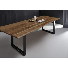 SAM Quintana söögitoa laud, ehtne puit, massiivne akaatsiapuit, metallist jalad