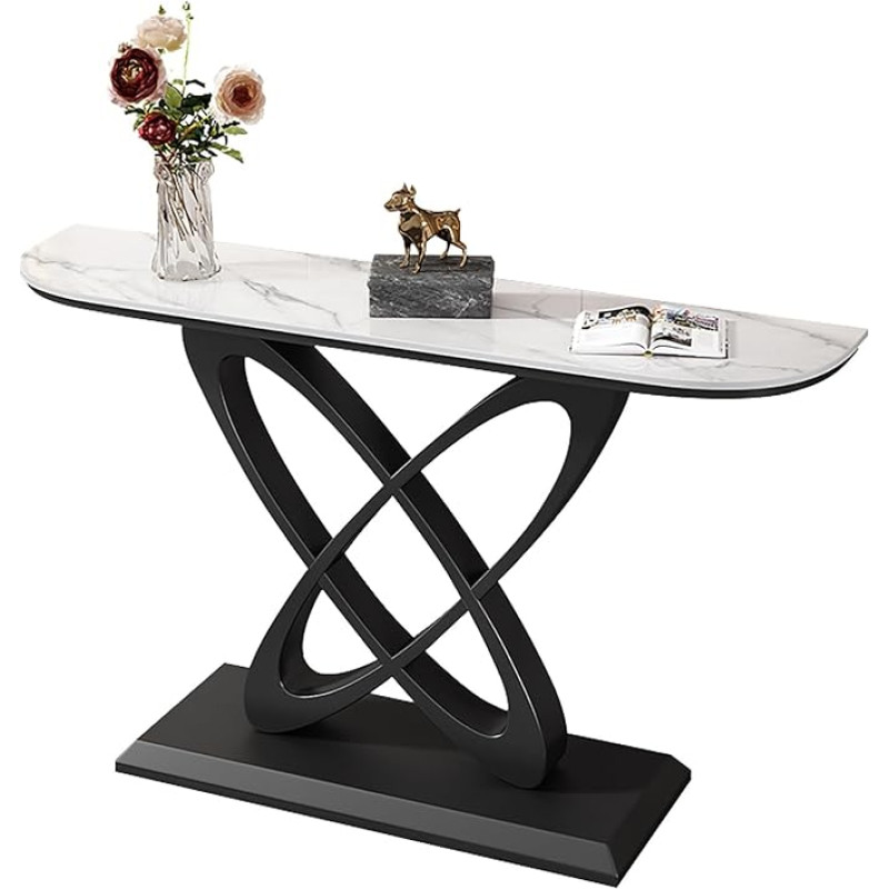 Generisch Moderner Konsolentisch im Landhausstil für den Eingangsbereich, schwarzer Sofatisch mit Metallbeinen, Foyer- und Flurmöbel, stilvoller Akzenttisch für Wohnzimmer und Schlafzimmer (39,5 x 12