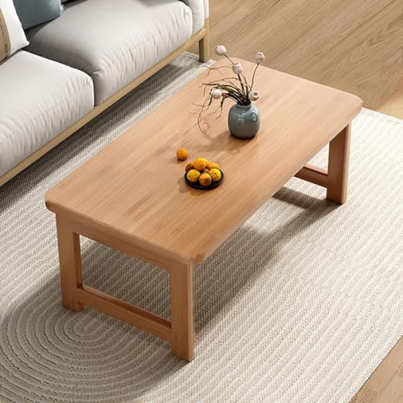 Moderner japanischer niedriger klappbarer Couchtisch - rechteckiges Design, keine Montage erforderlich, stilvoller Holztisch für Schlafzimmer, Balkon, Wohnzimmer, Tee & Kaffee