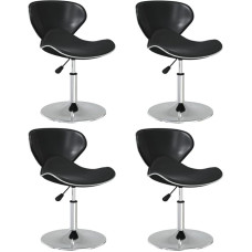 vidaXL 4 x söögitoa toolid, reguleeritava kõrgusega, pöörlev köögitool, polsterdatud tool, lamamistool, elutoa tool, toolid, must, kunstnahk