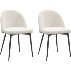 HOMCOM 2 söögitoolist koosnev komplekt Skandinaavia köögitoolid Pehmeeritud sametist toolid koonuslike metalljalgadega elutuppa söögituppa kreemjas värvusega