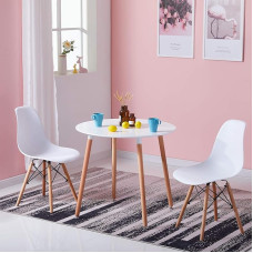 Söögilaud Ümmargune köögilaud Skandinaavia MDF Väike söögilaud puidust jalgadega 2-4 inimesele K x S 73 x 80 cm Valge