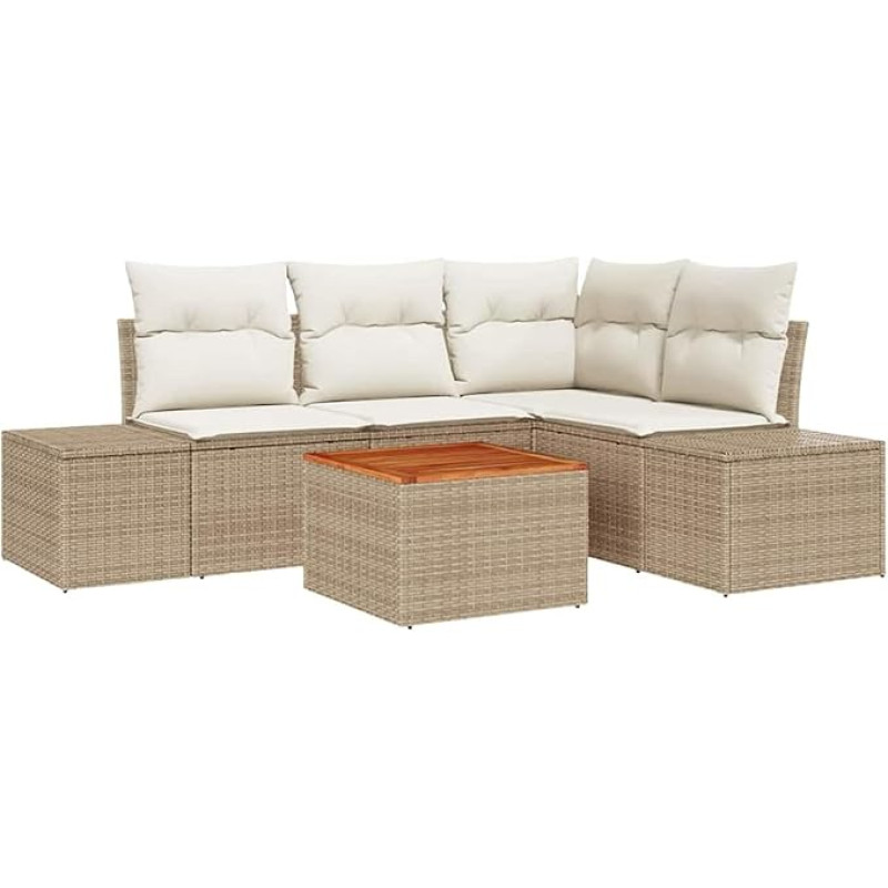 Garten Diivan Set Set aus 5 Beige und Creme Gartenlounge Model3347953