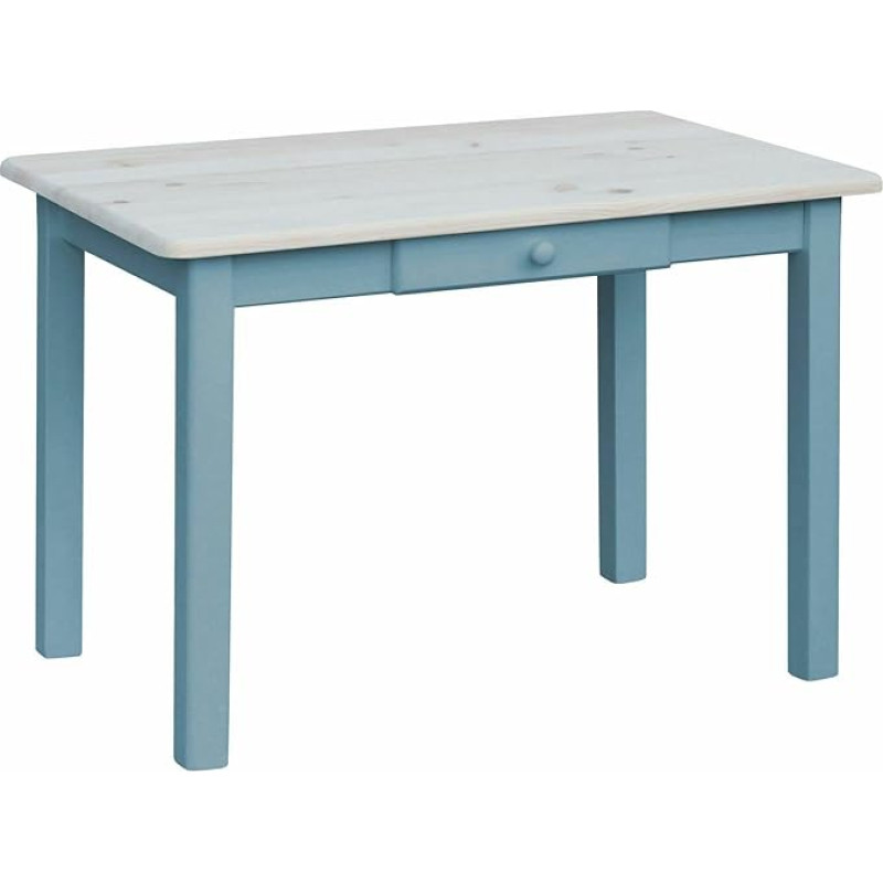 k koma Söögilaud koos sahtliga Köögilaud Massiivne männipuit Uus tootja Töötlemata (80 x 110) Sinine