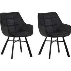 Colenis® 2 x Lenny söögitoolid - Antratsiit - Mikrofiiber - Käetoega tool - Tööstuslik disain - Metalljalad - Ergonoomiline mugavus - Moodne stiil.