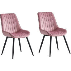 Söögitoa toolid 2 tükki polsterdatud köögitool sametist istme metallraam roosa roheline (roosa)