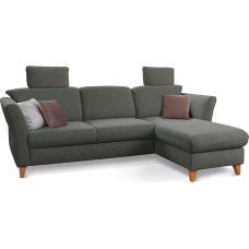 CAVADORE Trend diivanvoodi / Skandinaavia nurgadiivan vedrustussüdamega, voodifunktsioon, voodikast pikitoolis ja 2 peatoega, 249 x 86 x 162 cm, koordi, tumehall