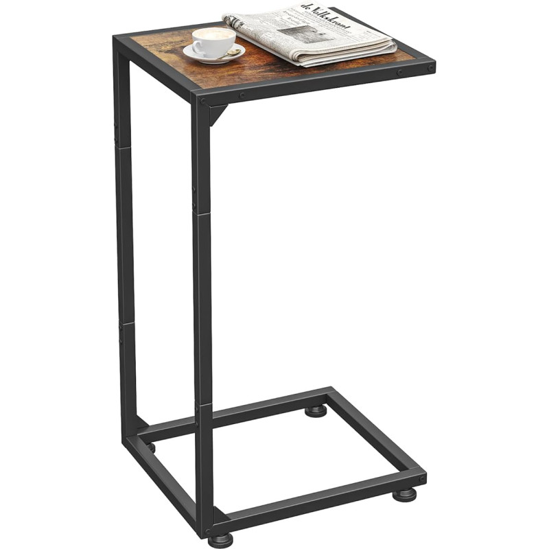 AIYAKA C-kujuline küljelaud Väike kohvilaud diivanile metallraamiga ja fikseeritud jalgadega elutuppa magamistuppa voodilaua juurde Rustic Brown ja Black