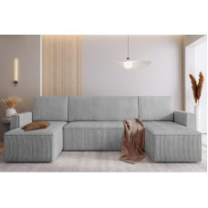 Easy4You Mimir Corduroy U-kujuline nurgadiivan 303 x 80 x 145 cm koos magamisfunktsiooniga ja voodikastiga - diivanvoodi voodikastiga - nurgadiivan hoiuruumiga - kangas: POSO 55