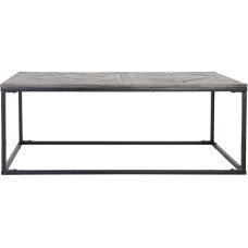 WOMO-DESIGN kohvilaud, 120 x 60 cm, ristkülikukujuline, hall, unikaalne, käsitööna valmistatud massiivsest mangopuidust, parketi välimus, metallraam, must, disain elutoa laud, küljelaud, diivanilaud, puidust laud