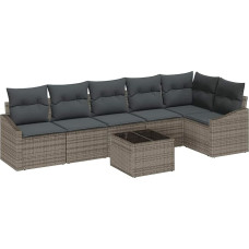 Rantry 6-teiliges Garten-Sofa-Set mit Kissen Schwarzes Poly-Rattan Gartenlounge Model3346749