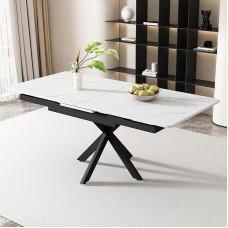 Laiendatav söögilaud, automaatselt laiendatav, ristkülikukujuline söögilaud, kohvilaud, Sacrum disain, 70 x 180 cm (valge + must)