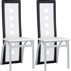 Sarah 2 söögitooli komplekt kõrge seljatoega (58,5 cm), köögitooli, elutoatooli, valge/must toatool, valge/must