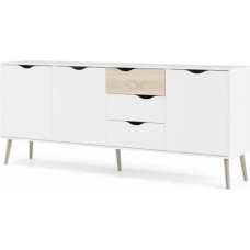 Tvilum Oslo küljepaneel, puukomposiit, valge/tammepuust struktuur, 3 sahtlit + 3 ust