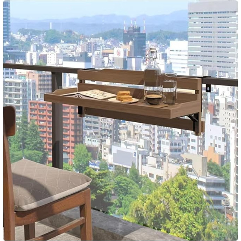 Kokkupandav rõdulaud, rõdulaua seisev laud rõdule, rõdu klapplaud välitingimustes kasutamiseks, kinnitub rõdule, rõdulaud, ilmastikukindel (L 60 x L 25 cm / L 23,6 x L 9,8).