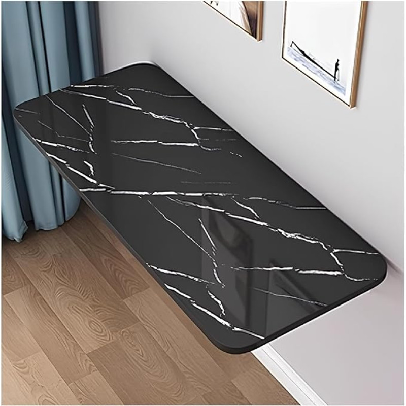 Moderner Klapptisch zur Wandmontage, Klappbare Werkbank, Kompakte Lösung (Schwarze Steinmaserung c