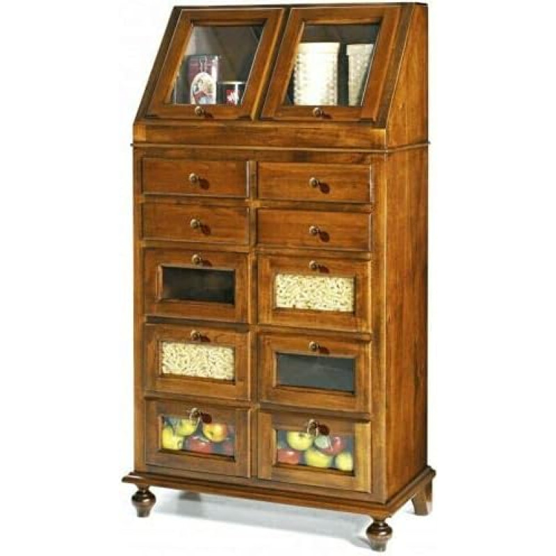 Mar.c.a. Design - 2 ukse ja mütsiga kapp, pähklipuust, siseruumides kasutamiseks, Povera Art Made in Italy - mõõtmed 107 x 105 x 197 cm.