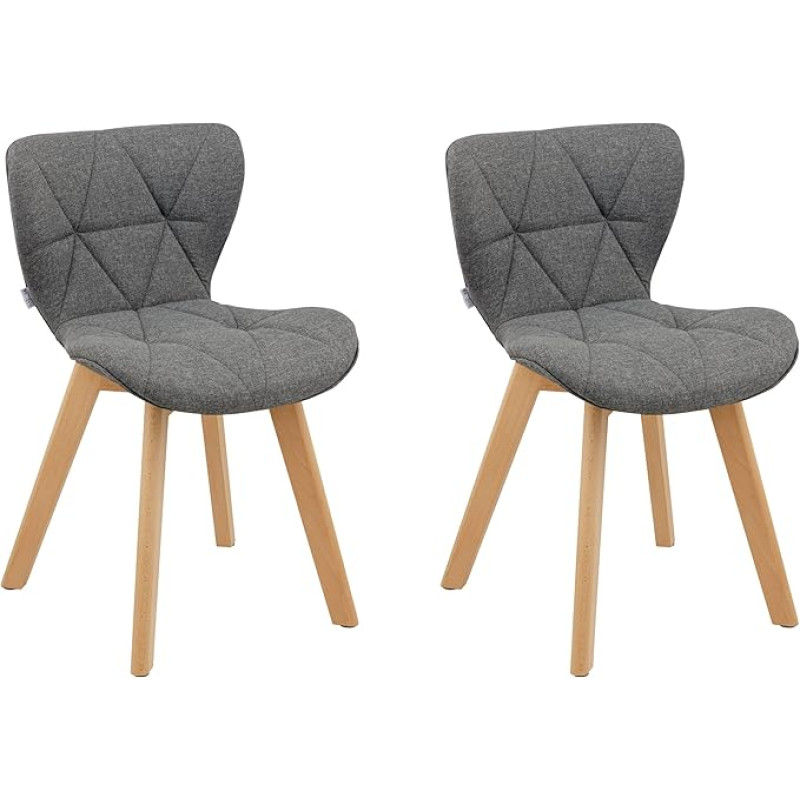 Baroni Home söögi- ja kontoritool puidust jalgadega, ergonoomiline polsterdatud tool söögi- ja magamistuppa, köögitool pehmendusega ja seljatoega, polsterdatud kangast iste, 42 x 42 x 74 cm, 2 tk,