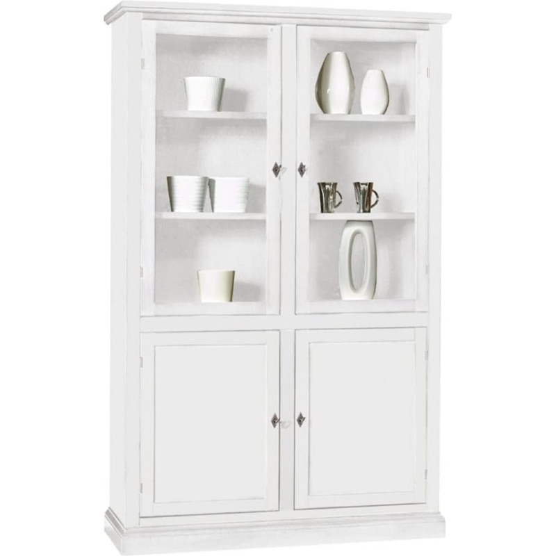 Mar.c.a. Design - Valge raamaturiiul seinale Multifunktsionaalne elutuba sahtlitega Valge elegantne papplipuu Valmistatud Itaalias Mõõtmed: 120 x 41 x 187 cm