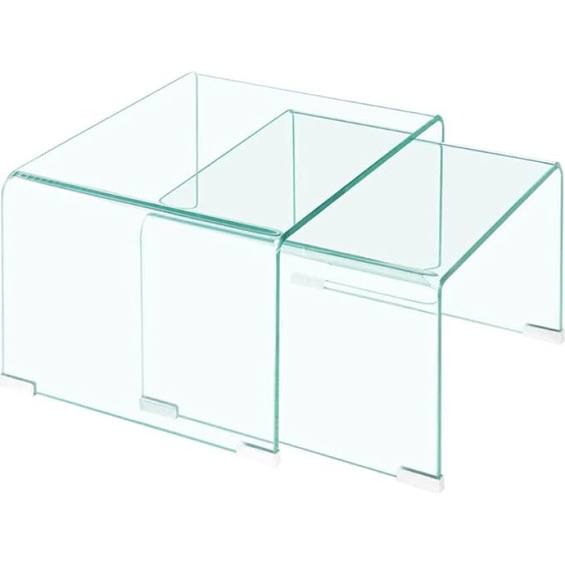 Meubletmoi 2 klaasist küljelaua - Karastatud klaasist kohvilaud - Lihtne stiil - Moodne atmosfäär - Ice