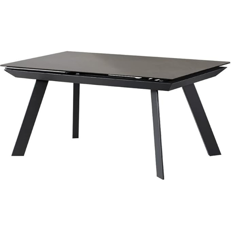 Meubletmoi Drakar 160/240 cm ristkülikukujuline pikendatav söögilaud keraamilise plaadiga söehall ja terasraamiga