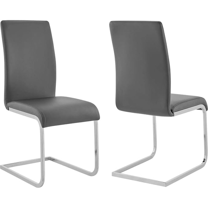Armen Living Amanda köögi söögitoolid Faux Leather Chrome Finish 2 tk komplektis
