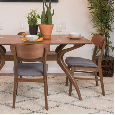 2 söögitooli komplekt, tumehall kangas/pähkelpuu