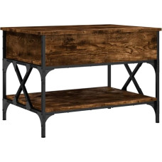 vidaXL kohvilaud, reguleeritavate jalgadega küljelaud, elutoa laud, millel on palju hoiuruumi, diivanilaud, kohvilaud, reguleeritava kõrgusega, suitsutatud tammepuidust materjalist metall