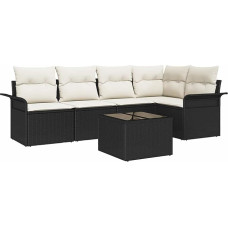 Rantry 5-teiliges Garten Sofa Set mit Kissen Braun Poly Rattan, 2-Sitzer Garten Sofa mit Stauraum & Kissen Schwarz Poly Rattan Gartenlounge Model3354036