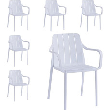 Aiatoolide komplekt, 6 tk - kvaliteetsed valged, ilmastikukindlad, UV-kindlad, kuni 200 kg - rõdule, terrassile ja söögituppa.