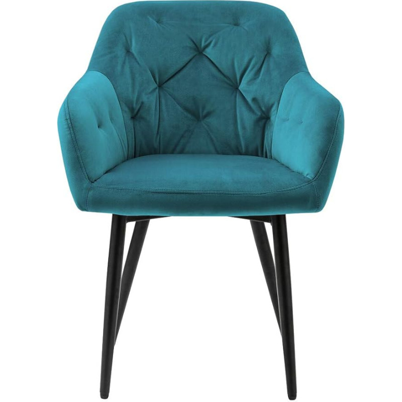 SalesFever Fran polsterdatud tool, metall, samet (100% polüester), türkiissinine, 85 x 61 x 45 cm