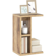 HOMCOM C-Tisch mit 3 Ablagen und 2 offenen Fächern, Couchtisch für Wohnzimmer und Schlafzimmer, 40x29,8x60 cm, pruun, platzsparend