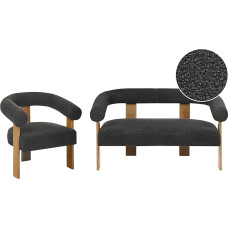 Ilbro retro stiilis 3-kohaline diivan buklee polsterdusega puidust jalgadel must ja tumepruun