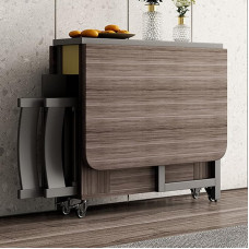Esstisch, Klapptisch, Klappbarer Küchentisch, Platzsparend, Beweglicher Küchenschreibtisch Mit Rädern Für Kleine Wohnungen Esszimmer Wohnzimmer Restaurant,Graue Eiche